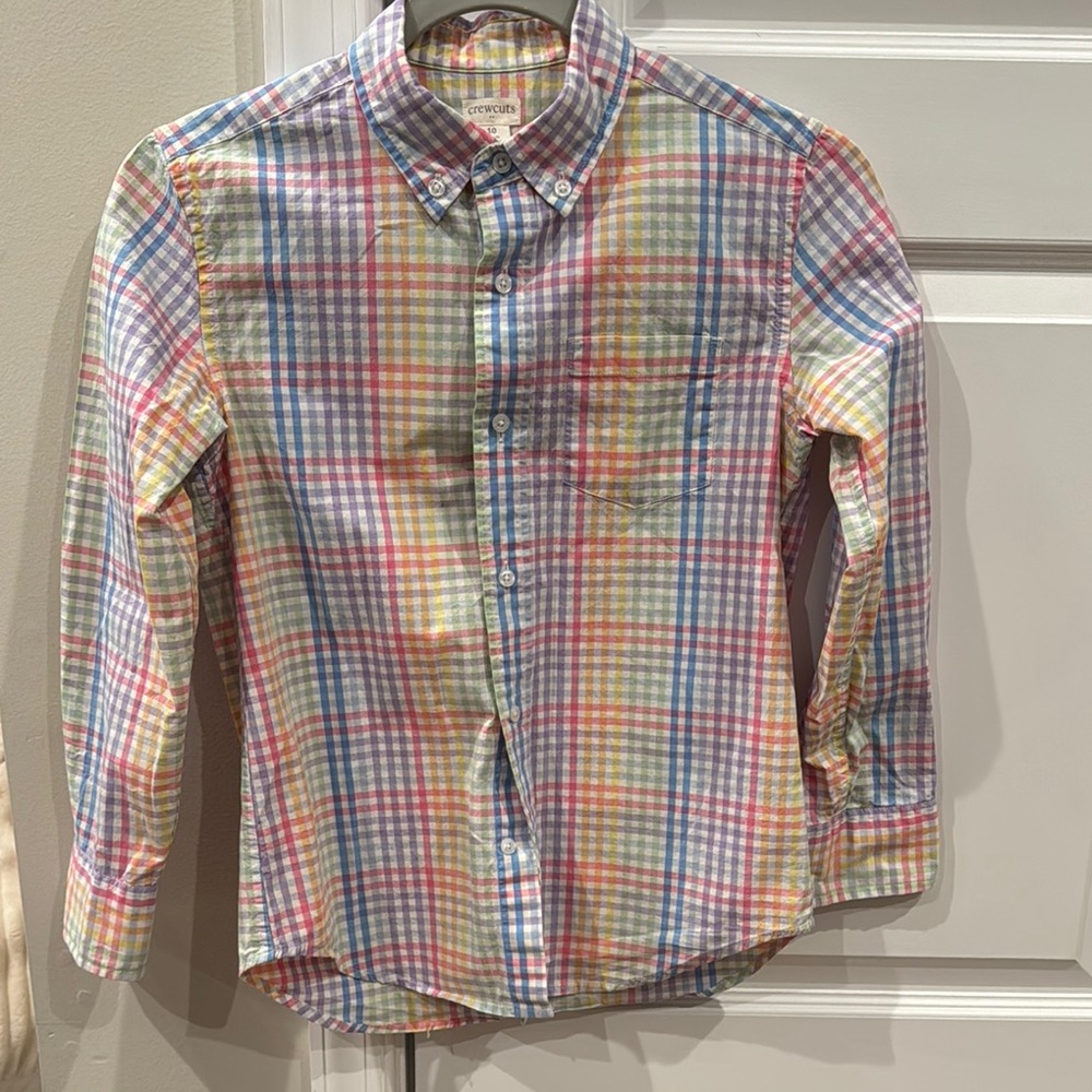 J.Crew Crew Cuts Boys Size 10 Pastel Plaid Button-Up Shirt